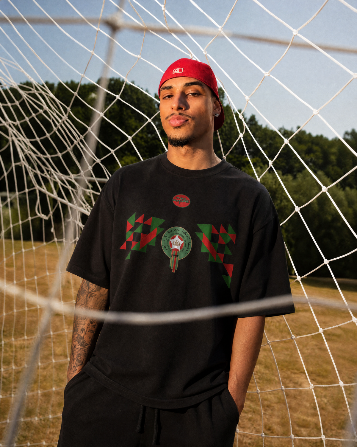 MOROCCAN FOOTBALL HERITAGE OVERSIZED SHIRT BLACK