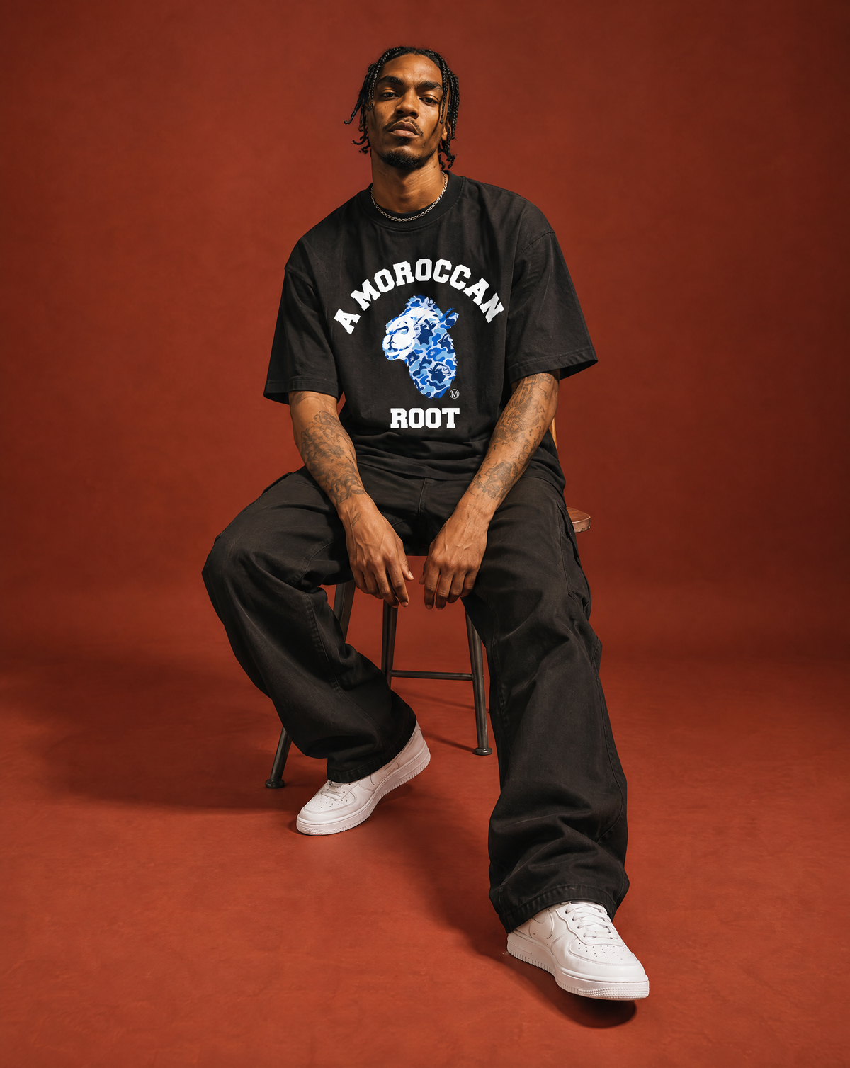 MOROCCAN ROOT BLUE CAMO OVERSIZED T-SHIRT
